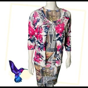 Long Roz & Ali White Cardigan with Rhinestones  LG